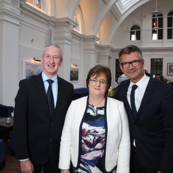 8 September 17, Mandatory Credit ©Press Eye/Darren Kidd

Titanic Hotel Belfast. 
Pictured are (l-r) Clement Gaffney, Angela Lavin and Joris Minne.