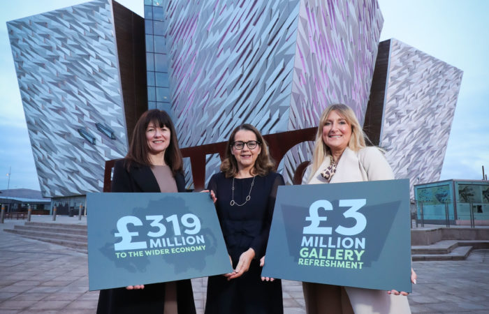 Kerrie Sweeney, Titanic Foundation Limited, and Judith Owens, Titanic Belfast are pictured with Jackie Henry, Deloitte as it launches its independent economic impact figures and plans for the future.  