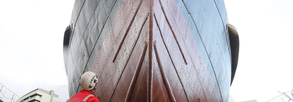 SS Nomadic undergoes restoration works to its keelblocks