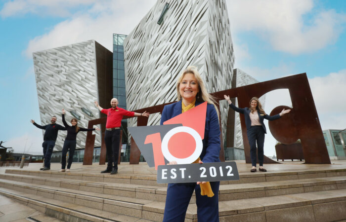 Press Eye - Belfast - Northern Ireland - 

Thursday 3rd  February 2022 

Photo by Daren Kidd // Press Eye 
 
TITANIC MEMORIES…Titanic Belfast is celebrating its 10th birthday next month and to mark this momentous occasion, the world-leading tourist attraction is inviting people to share their favourite Titanic Memories from over the last decade for the chance to be included in a special show-reel. 
 
Pictured with Titanic Belfast’s Chief Executive, Judith Owens MBE, are team members who have worked at the world-leading tourist attraction since it opened in 2012, Matt Prescott, Maintenance Technician; Eve Buchanan-Graham, Executive Office Manager; Jonny Kelso, Visitor Experience Crew and Judith Colhoun, Duty and Events Officer.